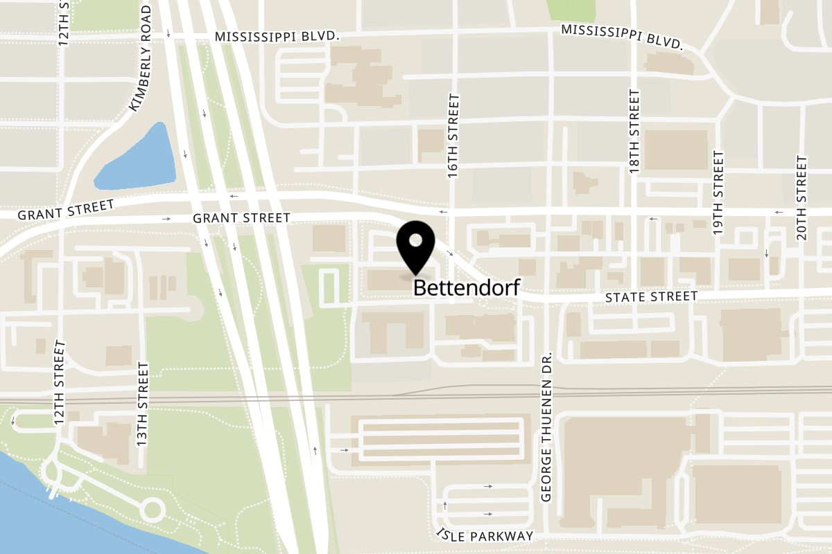 Map showing the location of SinDo PanAsian Cuisine on 1591 Grant St in Bettendorf